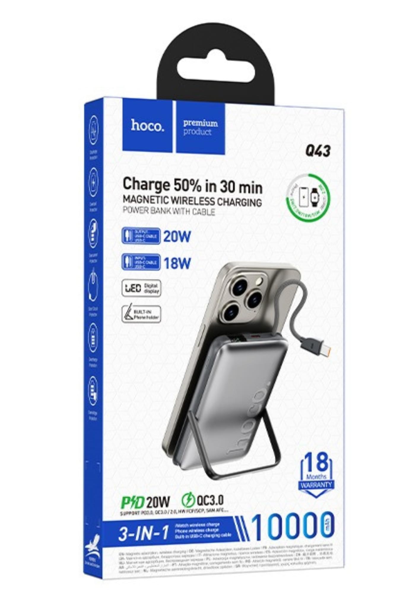 Hoco Q43 10000mAh 20W Magnetic Wireless Power Bank - Image 2