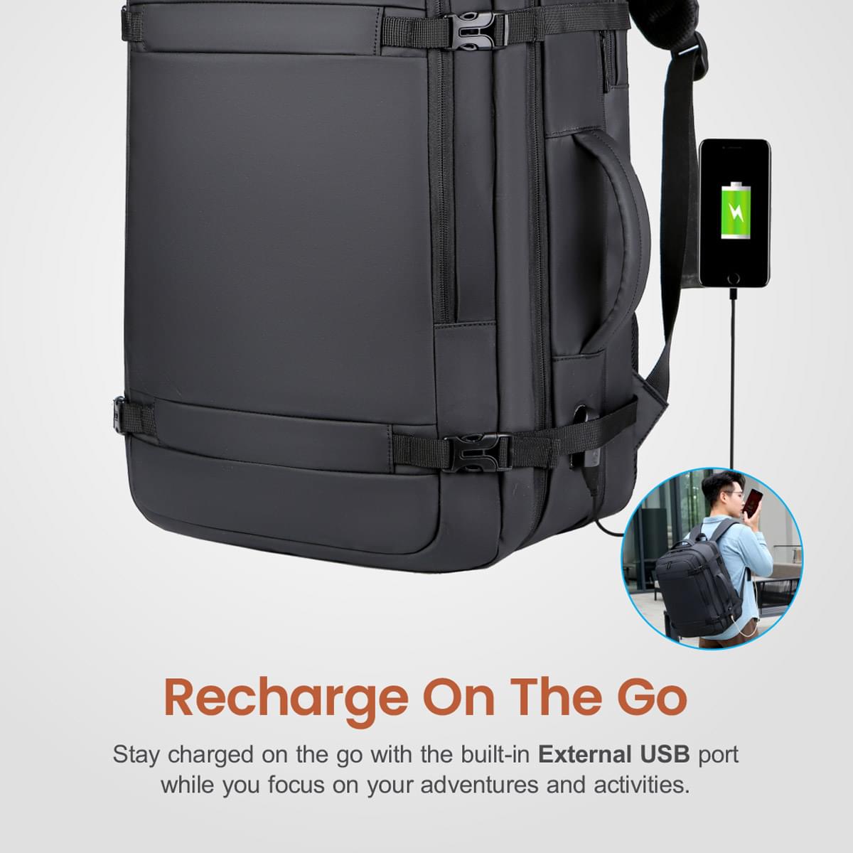 Astrum LB310 BACKPACK PU TRAVEL EXPEND BLACK - Image 2